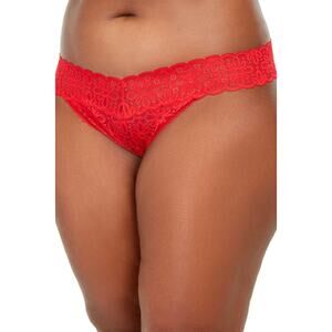 Jenni Intimates Lace 2 Pack Thong Underwear Panties Cherry Candy 1X-3X One Size